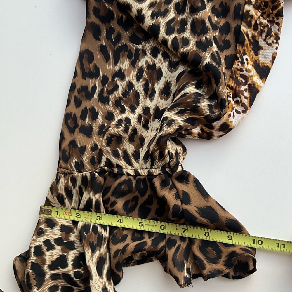 Vintage Neutral Leopard Print Long Sleeve Blouse WOmens Sz S Made in USA - Picture 12 of 16